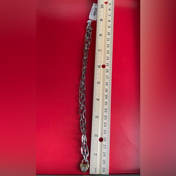 Michael Kors Necklace,Michael Kors Silver Necklace with Gold Heart Charm - Picture 5 of 13